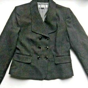 Tahari Arthur Levine Womens Dark Gray Tweed Jacket